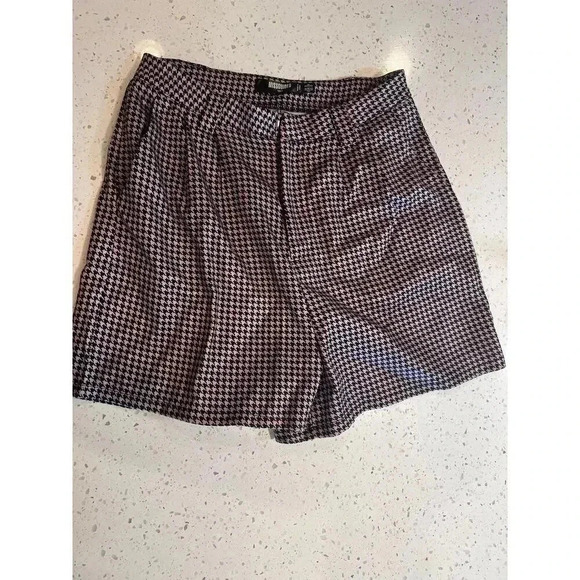 Missguided shorts tall black and pink houndstooth size 4 - Picture 1 of 6